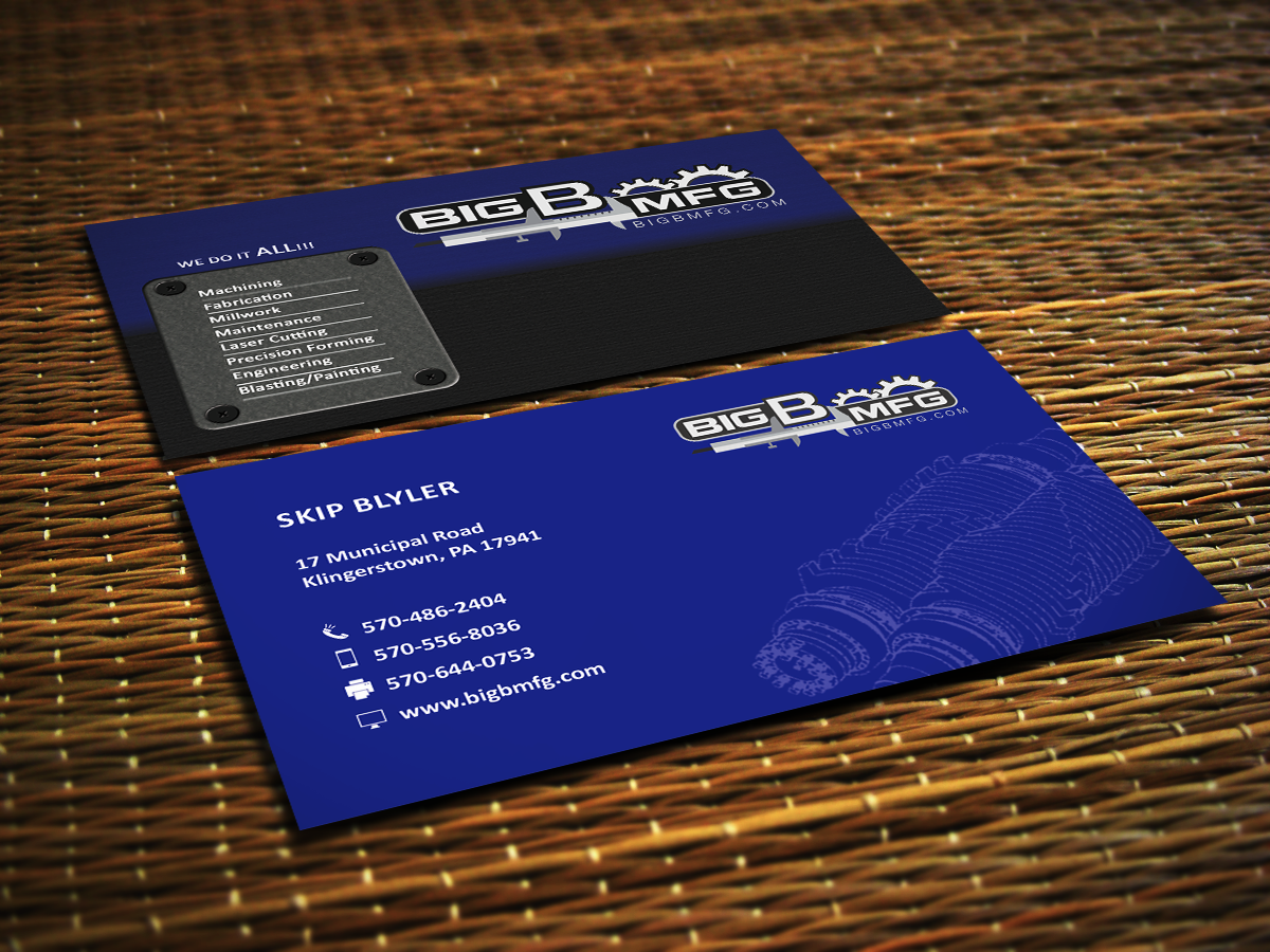 Diseño de Tarjeta de Presentación por Sajin para big b mfg | Diseño #5437920