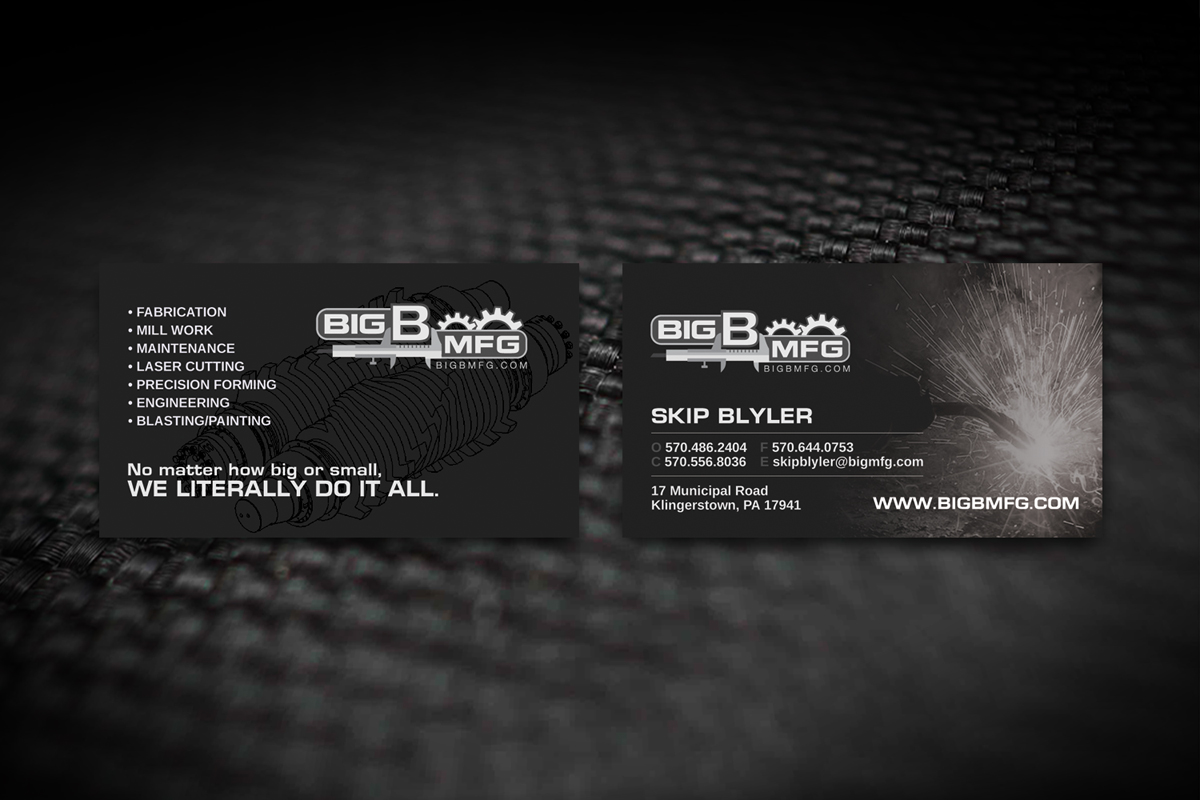 Business Card Design by diRtY.EMM for big b mfg | Design #5443321