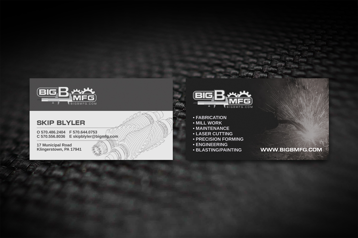 Business Card Design by diRtY.EMM for big b mfg | Design #5567787