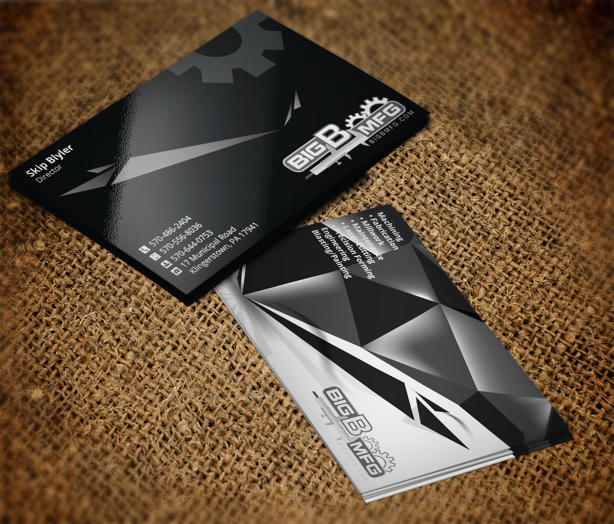 Business Card Design by Verified artistry (Design garden) for big b mfg | Design #5368018