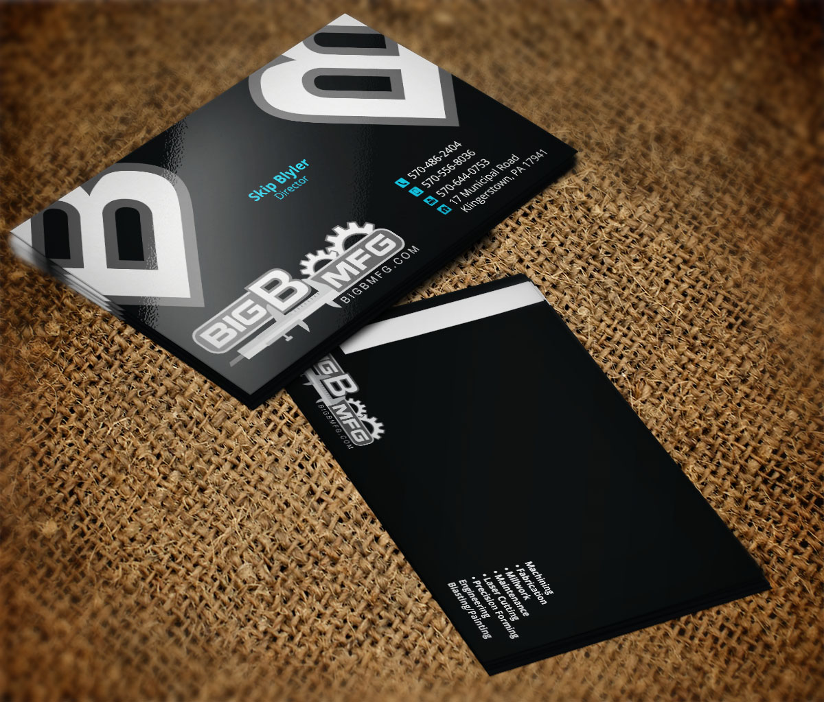 Business Card Design by Verified artistry (Design garden) for big b mfg | Design #5368072