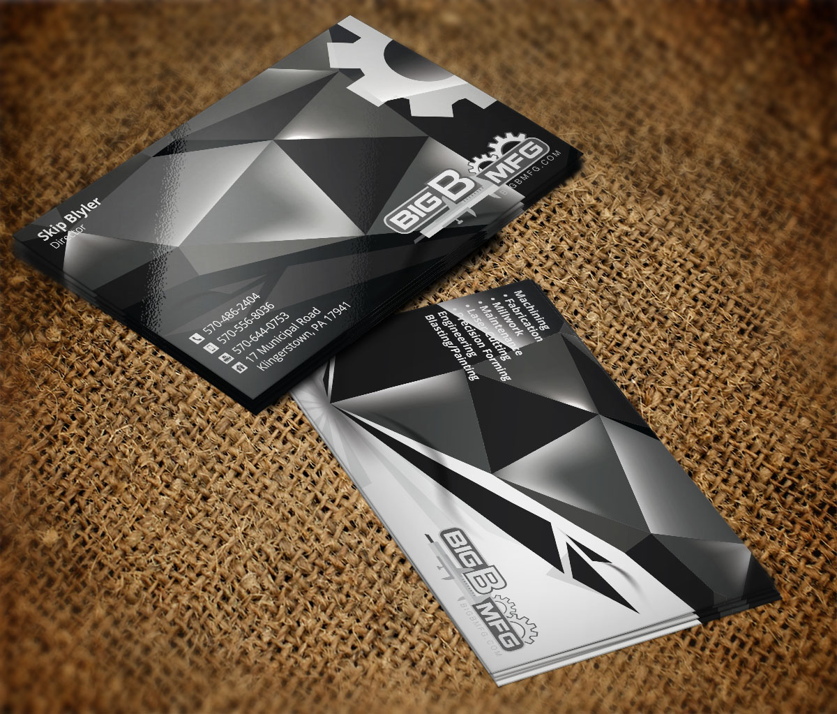 Business Card Design by Verified artistry (Design garden) for big b mfg | Design #5381071