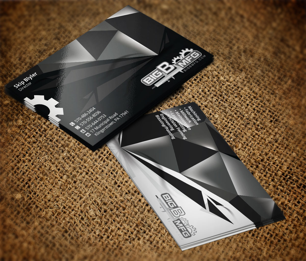 Business Card Design by Verified artistry (Design garden) for big b mfg | Design #5381074