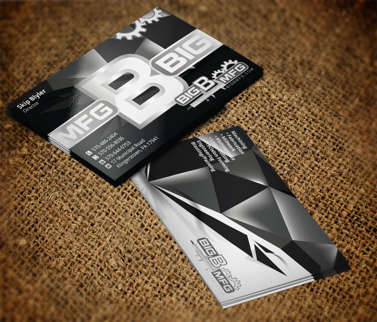 Business Card Design by Verified artistry (Design garden) for big b mfg | Design #5387492
