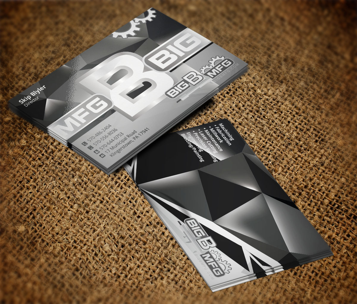 Business Card Design by Verified artistry (Design garden) for big b mfg | Design #5393481