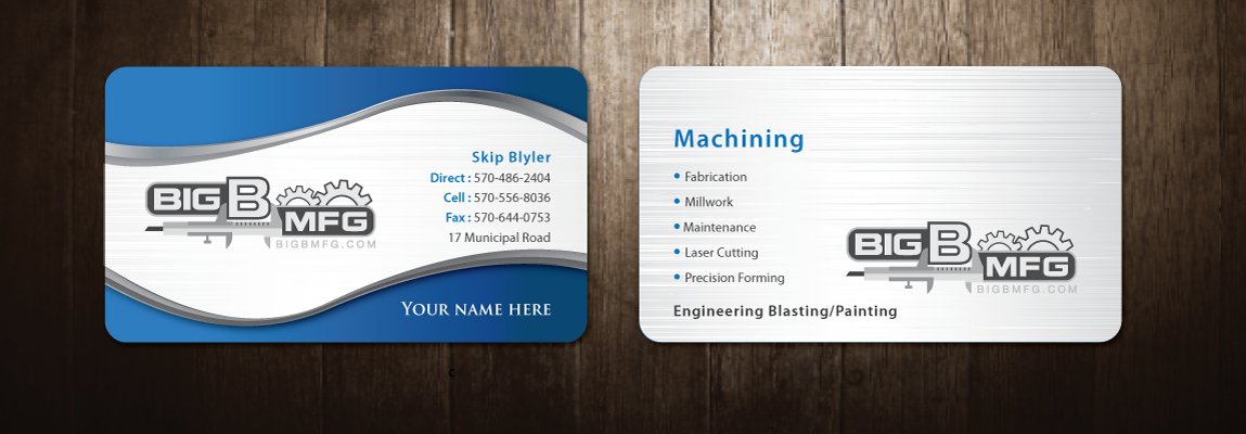 Business Card Design by meet007 for big b mfg | Design #5368863