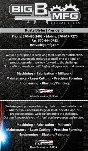 Business Card Design by CTariq for big b mfg | Design: #5428560