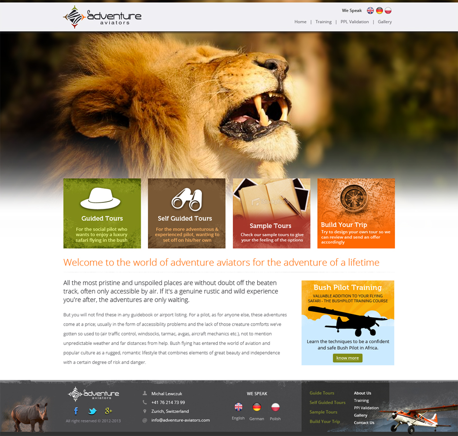 Web Design par designsoul pour Adventure Aviators | Design #1505496