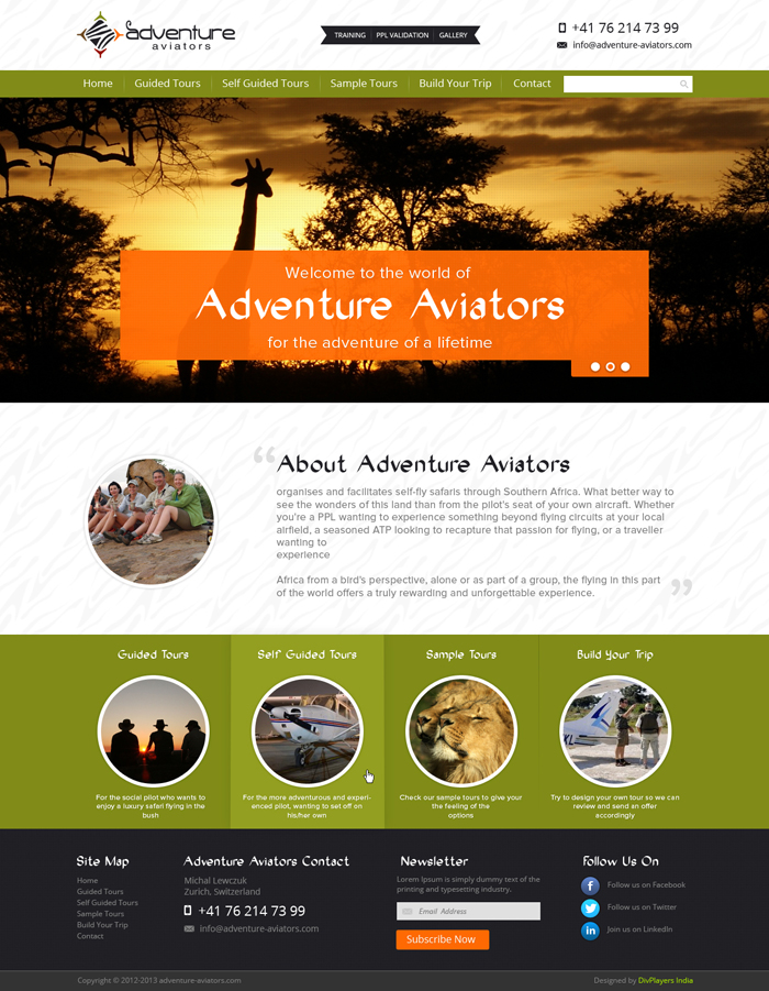 Web Design by the-lion-king for Adventure Aviators | Design #1502470