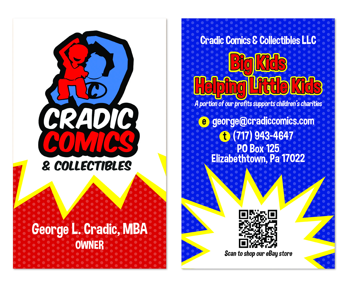 Business Card Design by MrsBlatch for Cradic Comics and Collectibles | Design #5413309