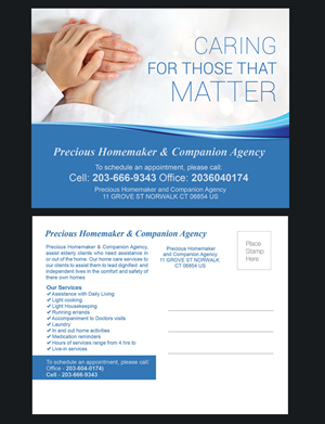 Postcard Design by NatPearlDesigns for Precious Homemaker and Companion Agency | Design: #5426520