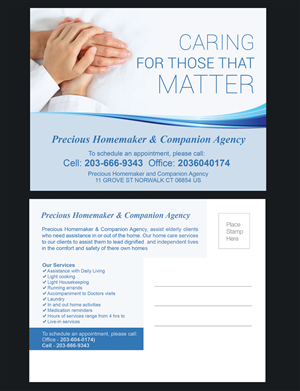 Postcard Design by NatPearlDesigns for Precious Homemaker and Companion Agency | Design: #5426523