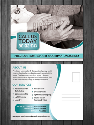 Postcard Design by debdesign for Precious Homemaker and Companion Agency | Design: #5423022