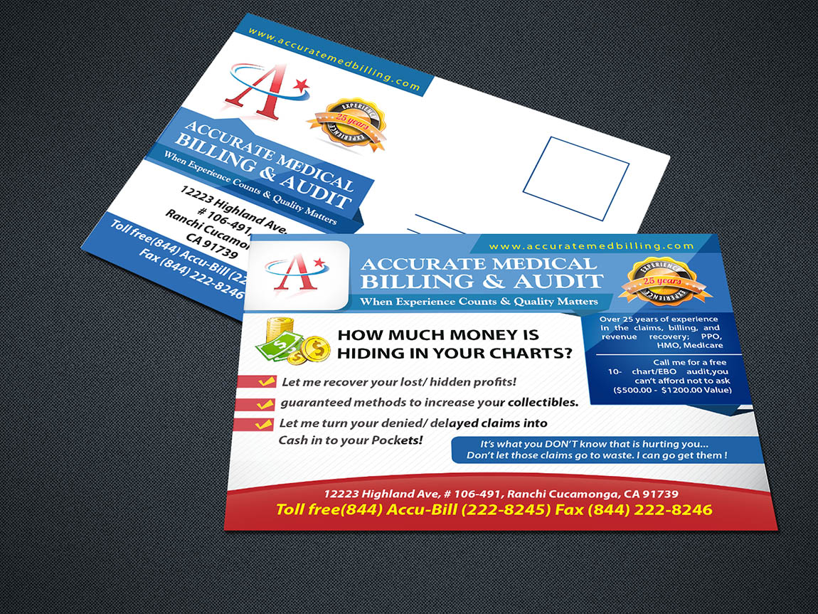 Postcard Design by Ushan sampath for Accurate Medical Biling and Audit | Design #5430990