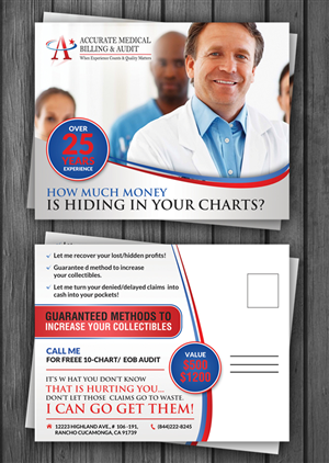 Postcard Design by debdesign for Accurate Medical Biling and Audit | Design: #5409530