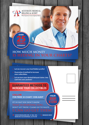 Postcard Design by debdesign for Accurate Medical Biling and Audit | Design: #5409537