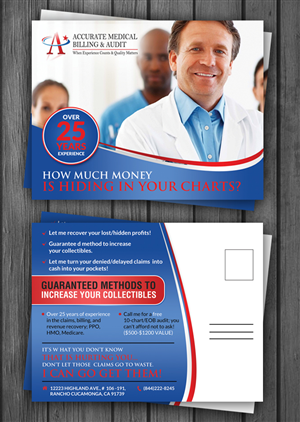 Postcard Design by debdesign for Accurate Medical Biling and Audit | Design #5414673