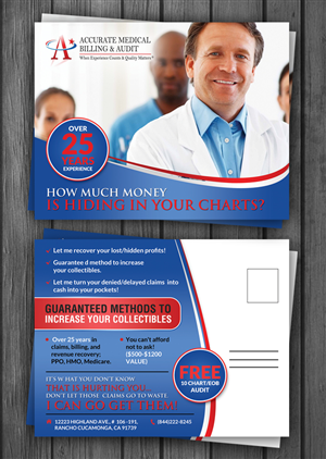 Postcard Design by debdesign for Accurate Medical Biling and Audit | Design: #5422982