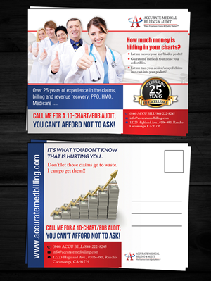 Postcard Design by ESolz Technologies for Accurate Medical Biling and Audit | Design #5431553
