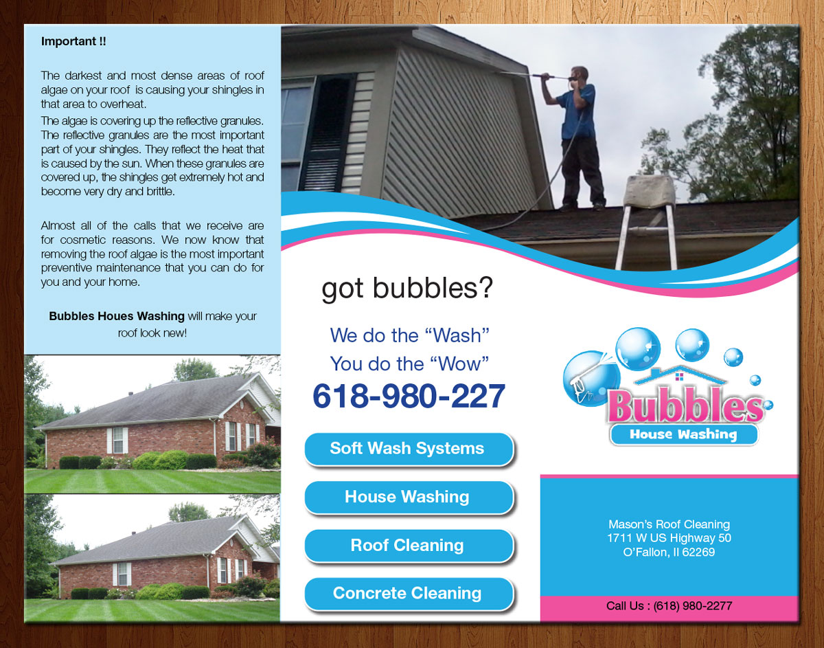 Design de Brochure par theblueart pour Bubbles House Washing | Design #5559849