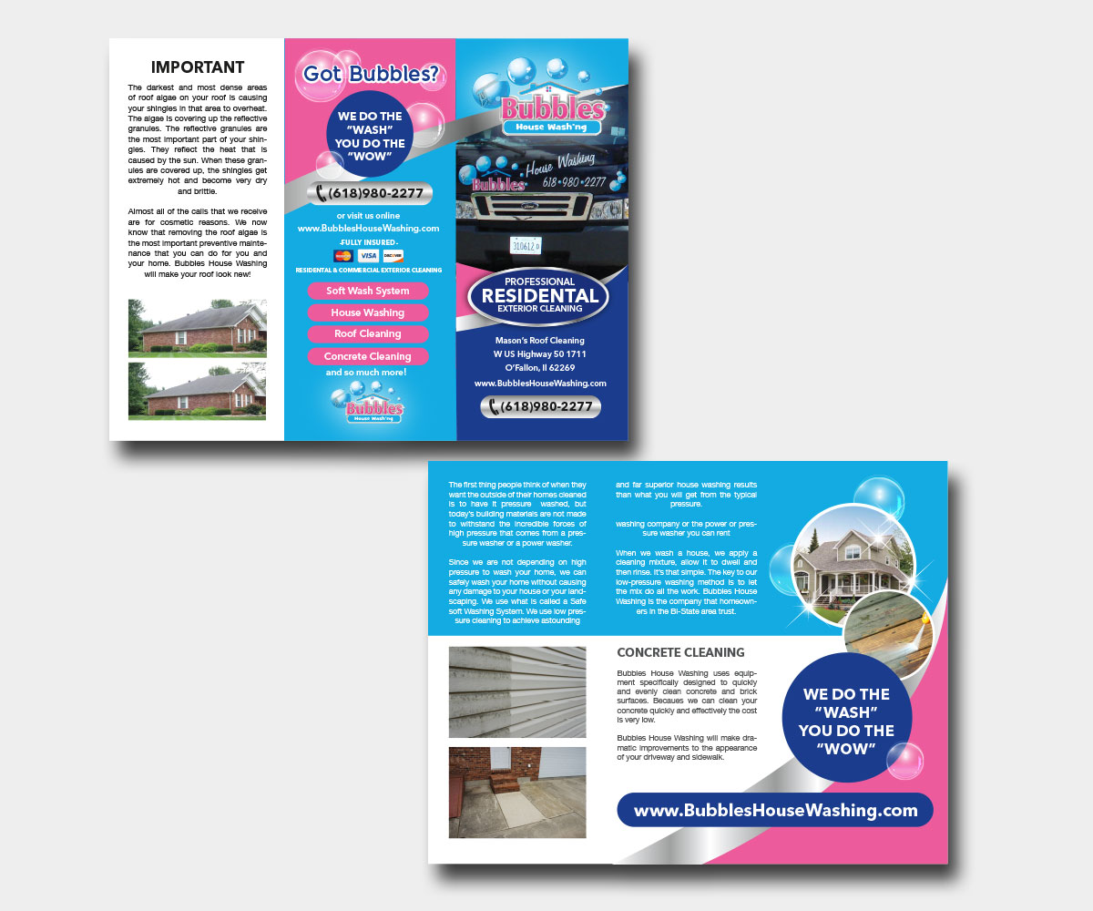 Brochure Design by mcoco for Bubbles House Washing | Design #5619619