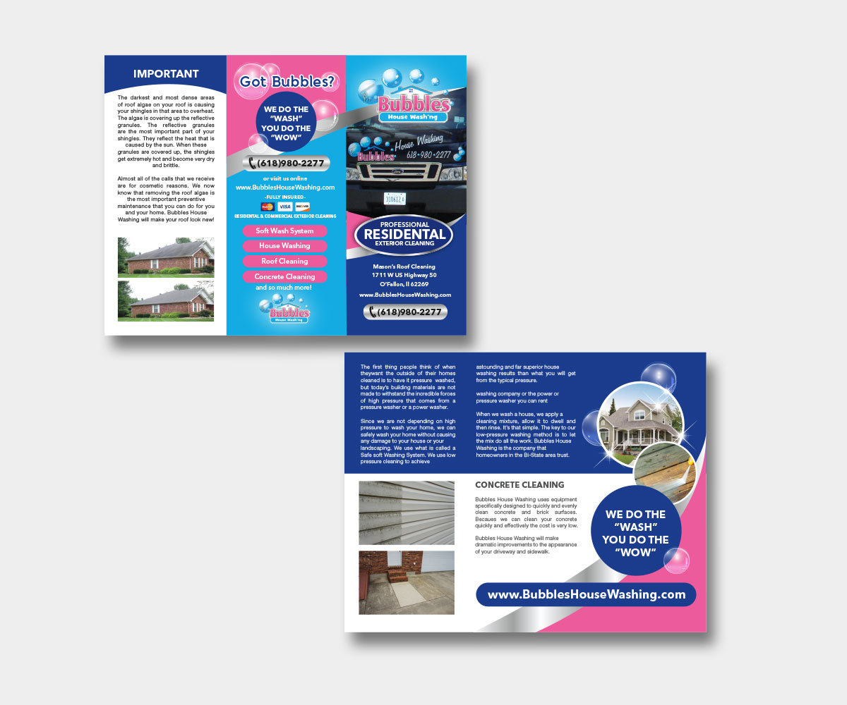 Brochure Design by mcoco for Bubbles House Washing | Design #5624098