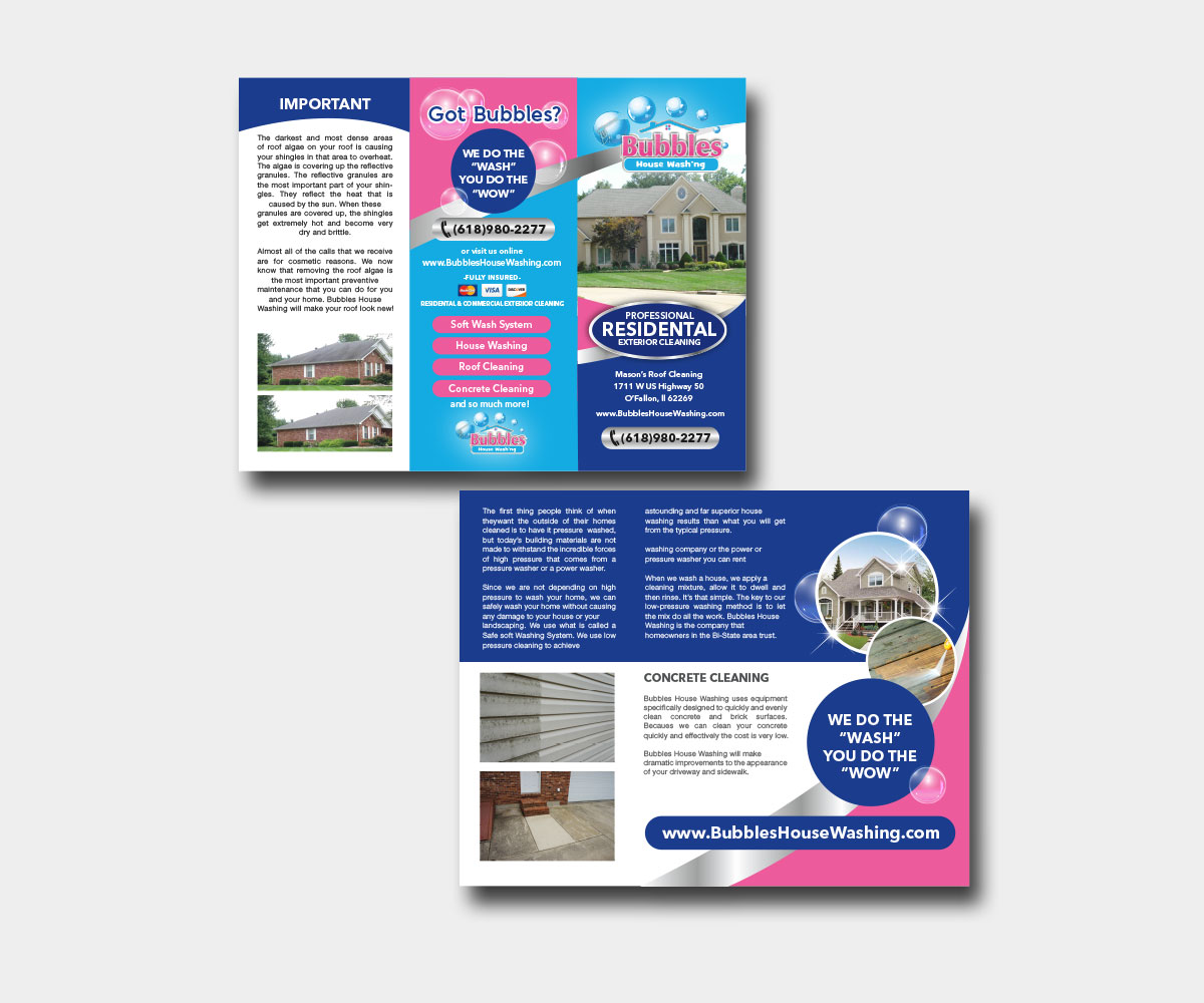 Brochure Design by mcoco for Bubbles House Washing | Design #5629537