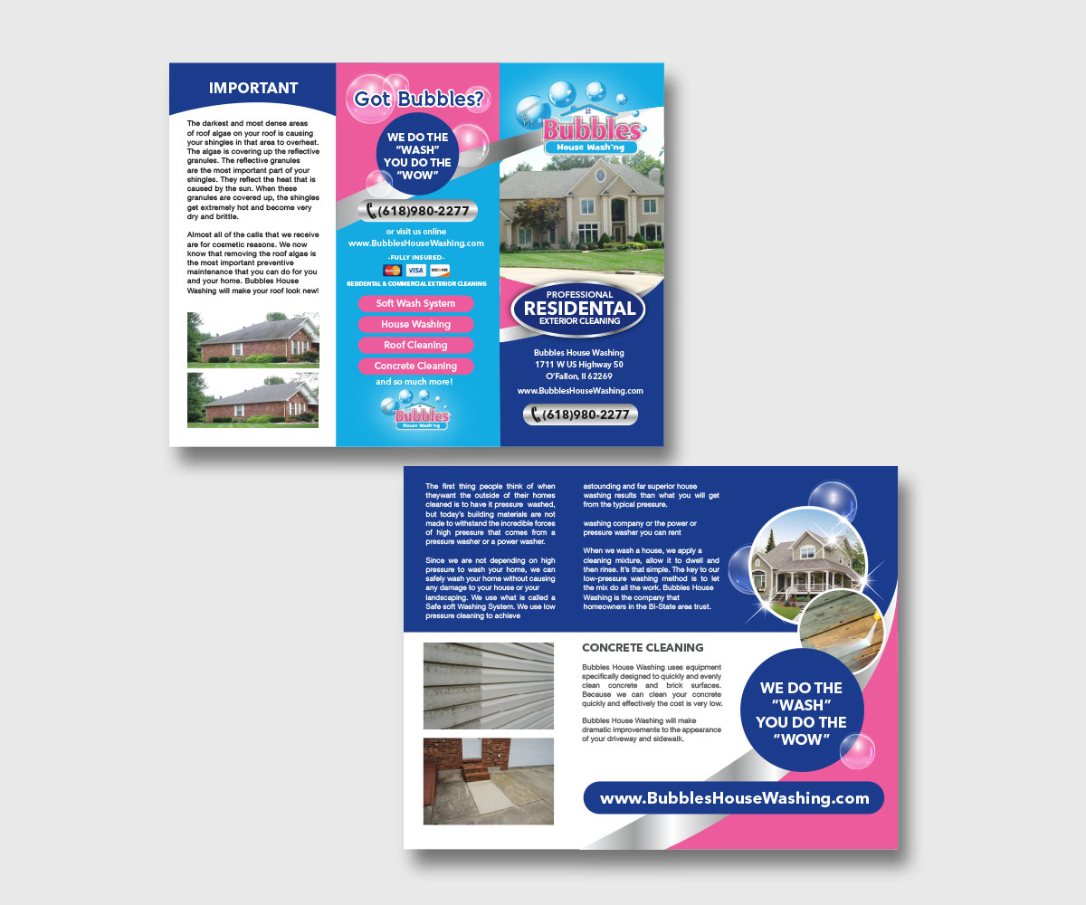 Brochure Design by mcoco for Bubbles House Washing | Design #5633253