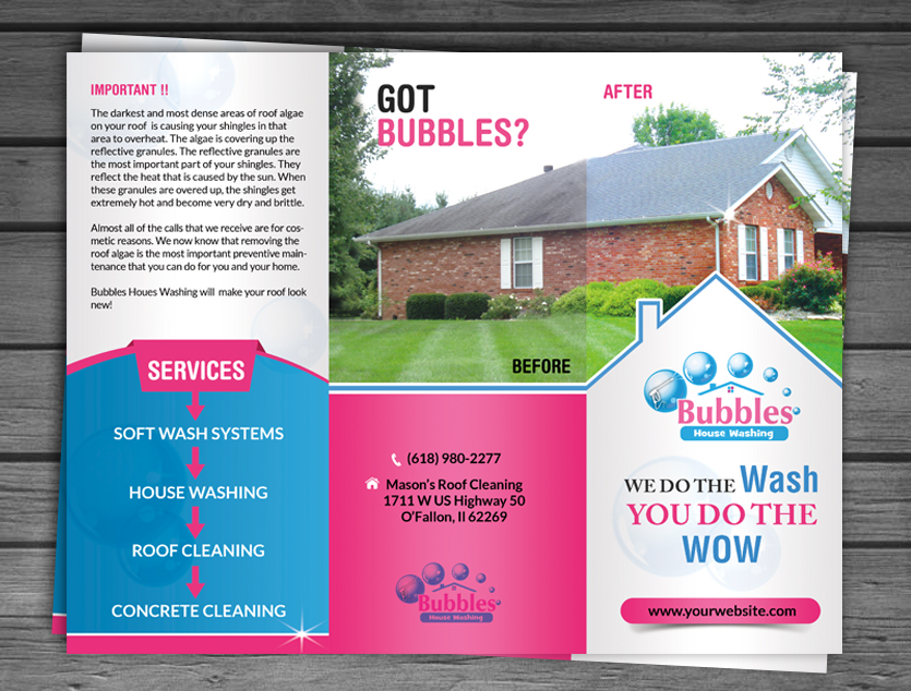 Brochure Design by debdesign for Bubbles House Washing | Design #5567396