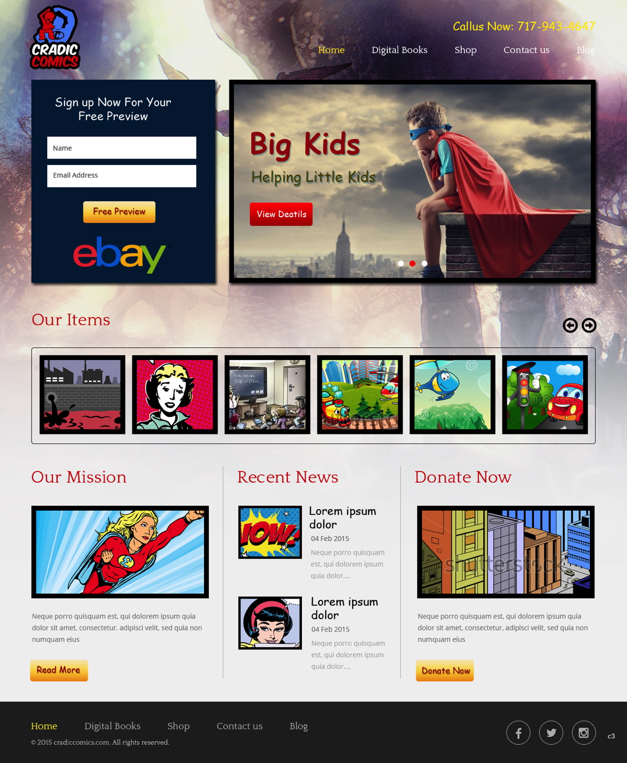 Web Design by pb for Cradic Comics and Collectibles | Design #5419745