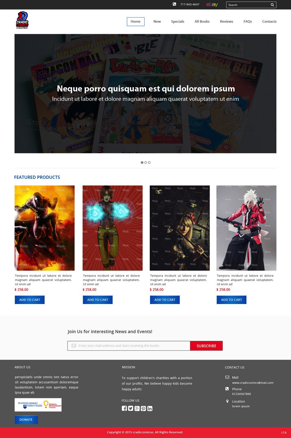 Web Design by pb for Cradic Comics and Collectibles | Design #5425478