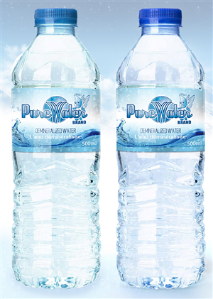 Purewater Brand 500mL Bottled Water Label Size 62mm x 206mm on  | Diseño de Etiqueta por Soluciones Creativas