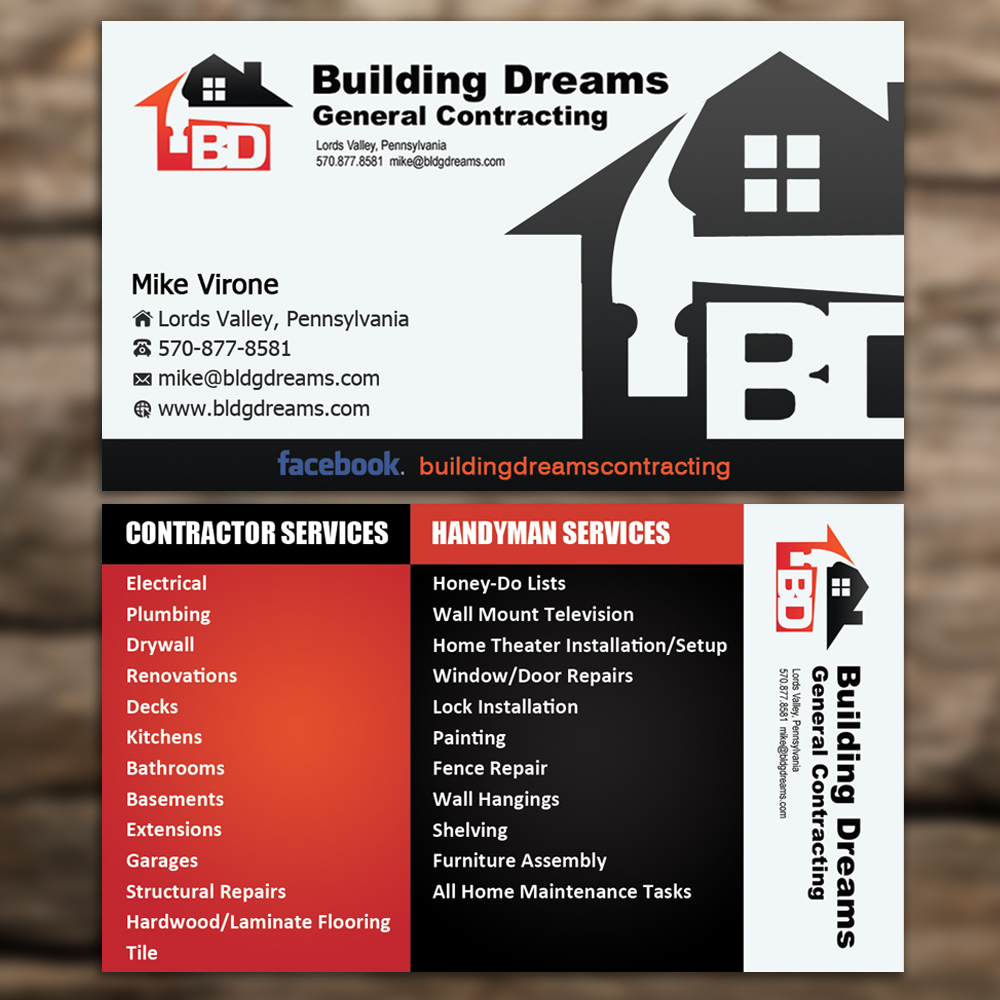 Business Card Design by Sandaruwan for Building Dreams General Contracting | Design #5430961