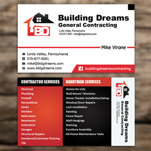 Building Dreams General Contracting Business Card 121 Building Dreams General Contracting