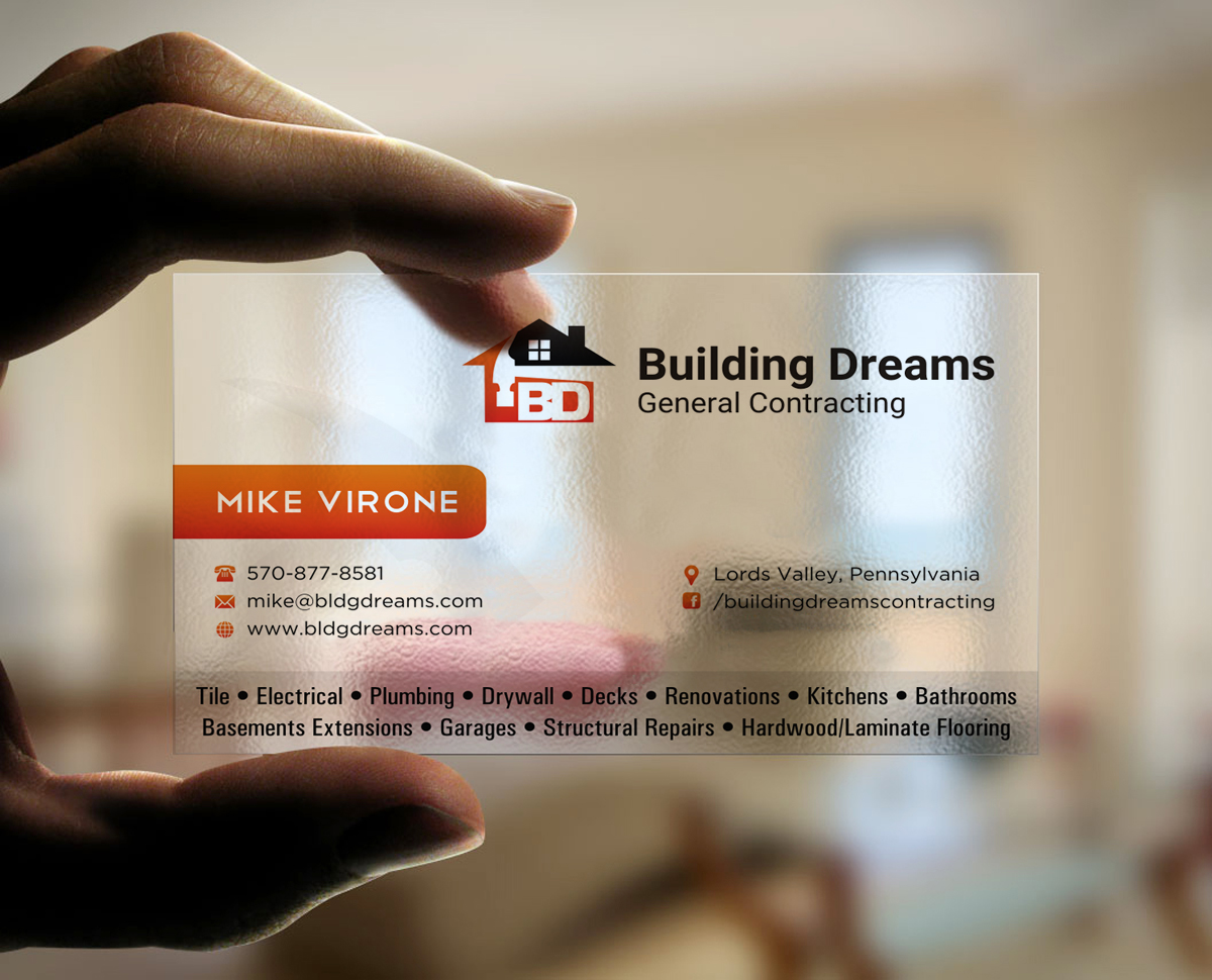 Business Card Design by INDIAN_Ashok for Building Dreams General Contracting | Design #5431838
