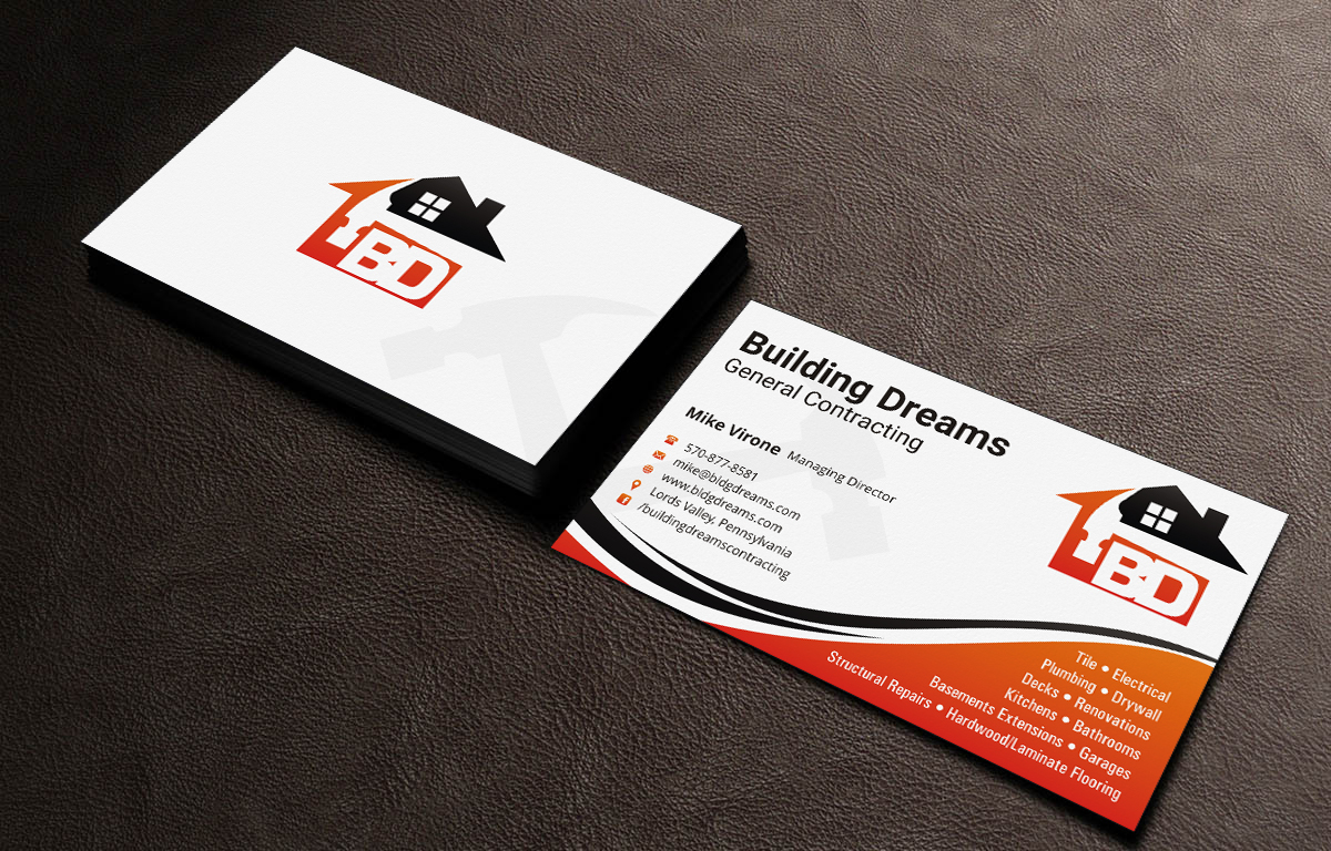 Design de Carte de Visite par INDIAN_Ashok pour Building Dreams General Contracting | Design #5431840