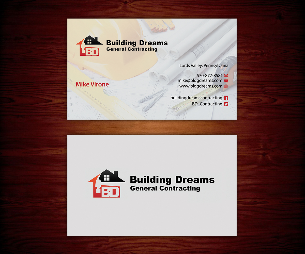Business Card Design by Stylez Designz for Building Dreams General Contracting | Design #5454388