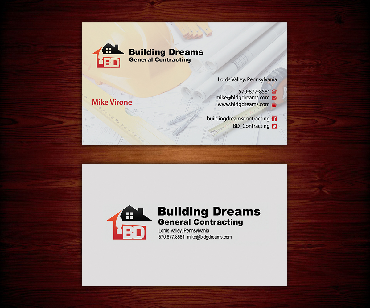 Business Card Design by Stylez Designz for Building Dreams General Contracting | Design #5454403