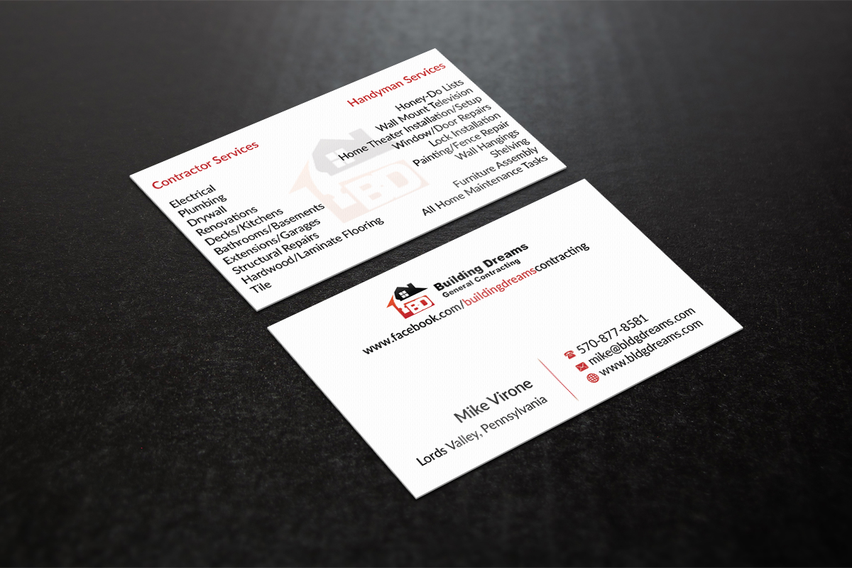 Business Card Design by AFHUN for Building Dreams General Contracting | Design #5442820