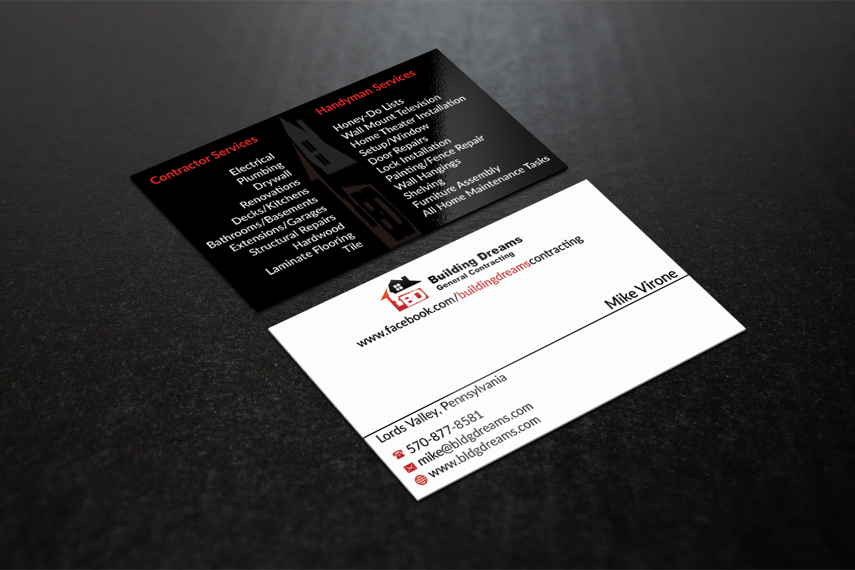 Business Card Design by AFHUN for Building Dreams General Contracting | Design #5443101