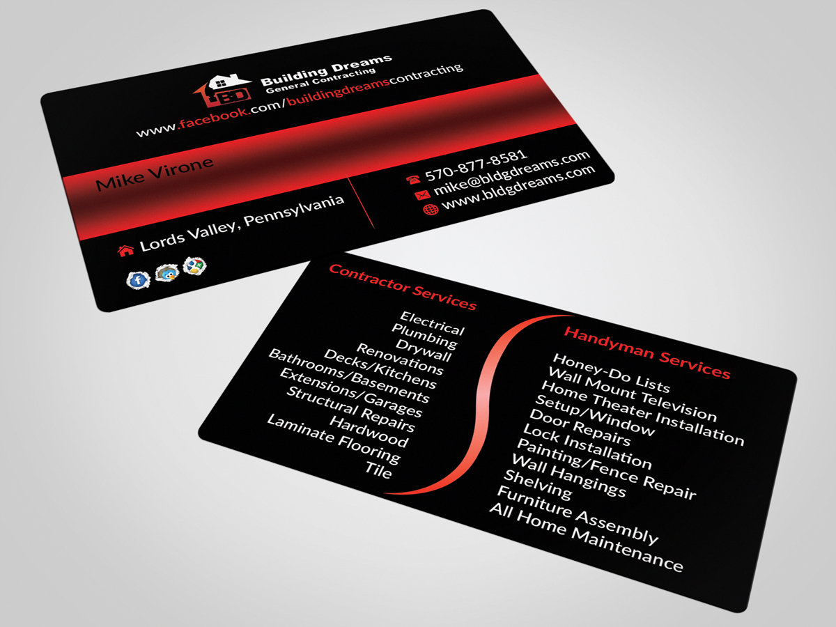 Business Card Design by AFHUN for Building Dreams General Contracting | Design #5449901