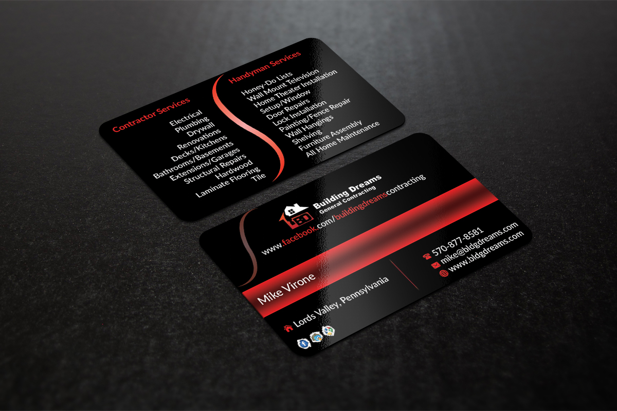 Business Card Design by AFHUN for Building Dreams General Contracting | Design #5451851