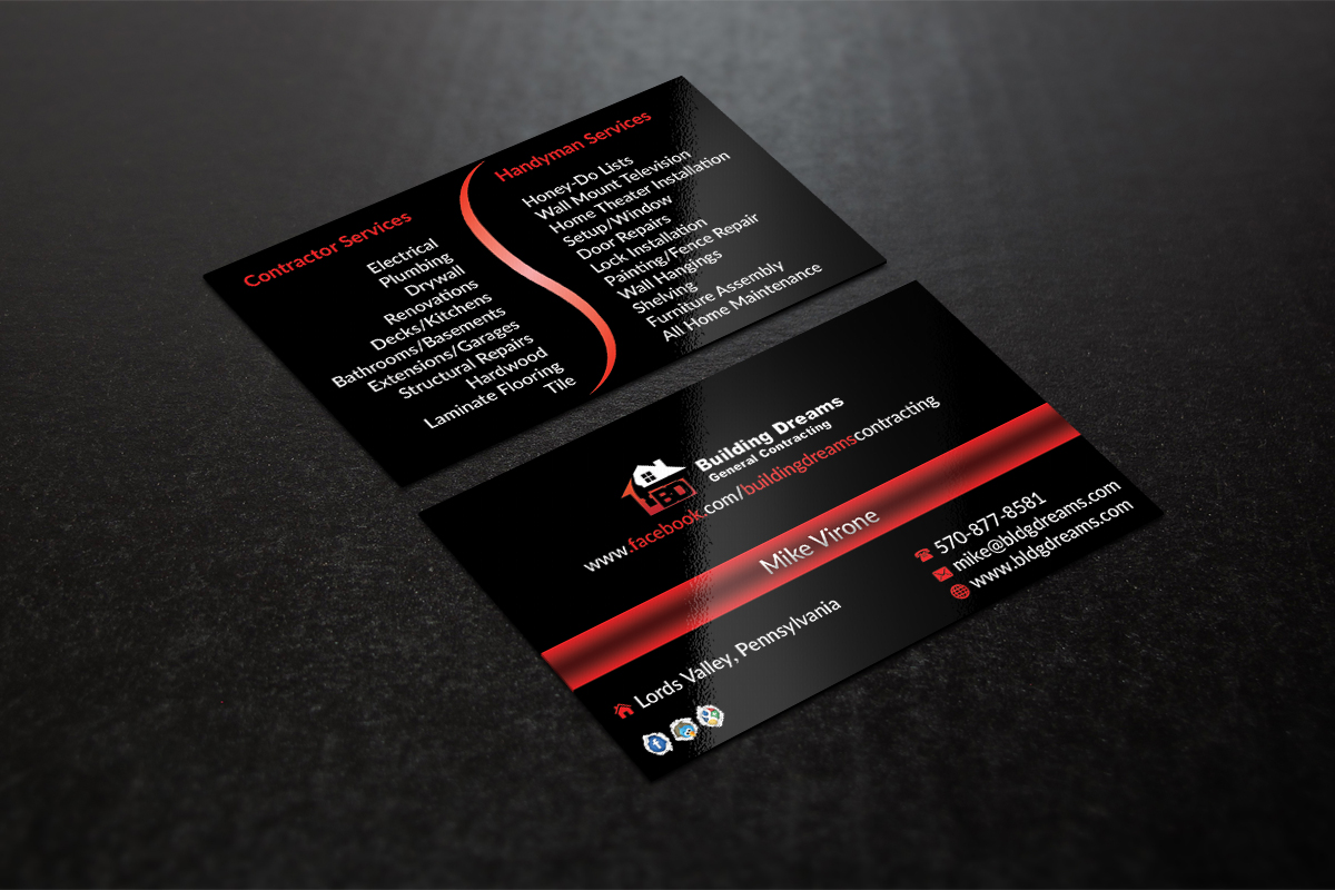 Business Card Design by AFHUN for Building Dreams General Contracting | Design #5451856