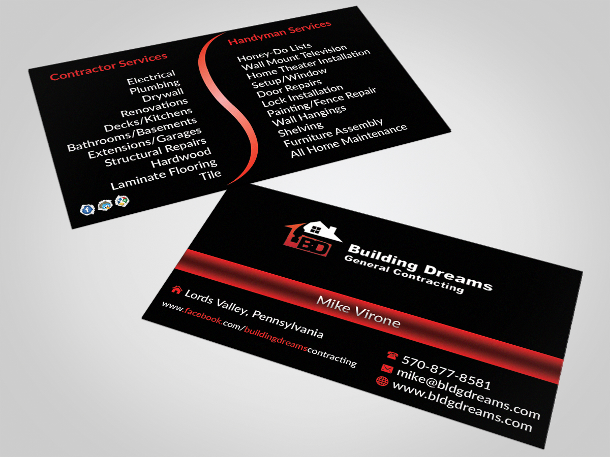 Business Card Design by AFHUN for Building Dreams General Contracting | Design #5454624