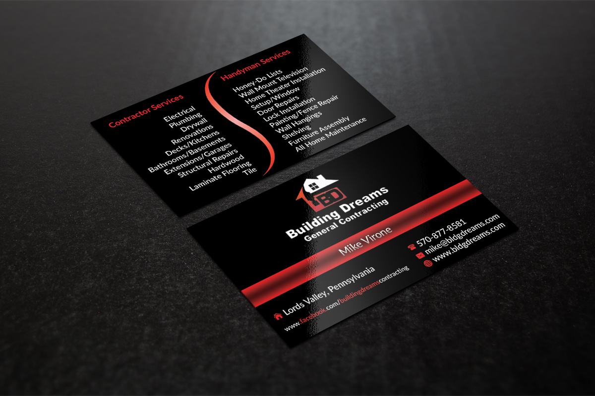 Business Card Design by AFHUN for Building Dreams General Contracting | Design #5455079