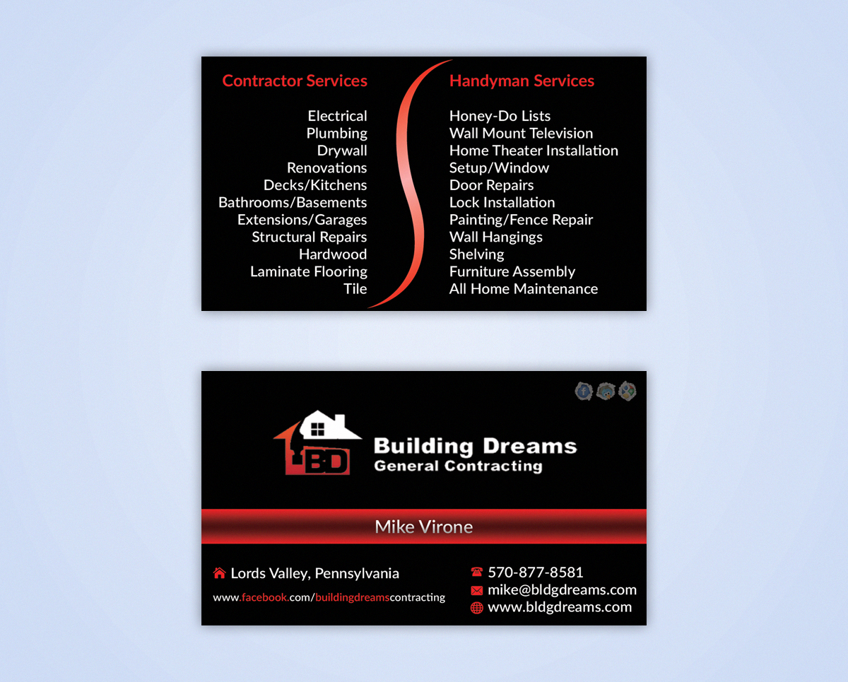 Business Card Design by AFHUN for Building Dreams General Contracting | Design #5455082