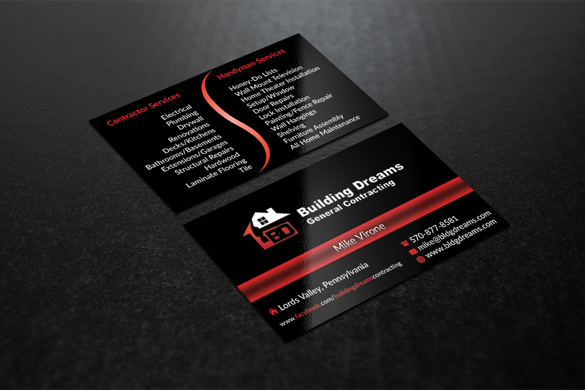 Business Card Design by AFHUN for Building Dreams General Contracting | Design #5466385