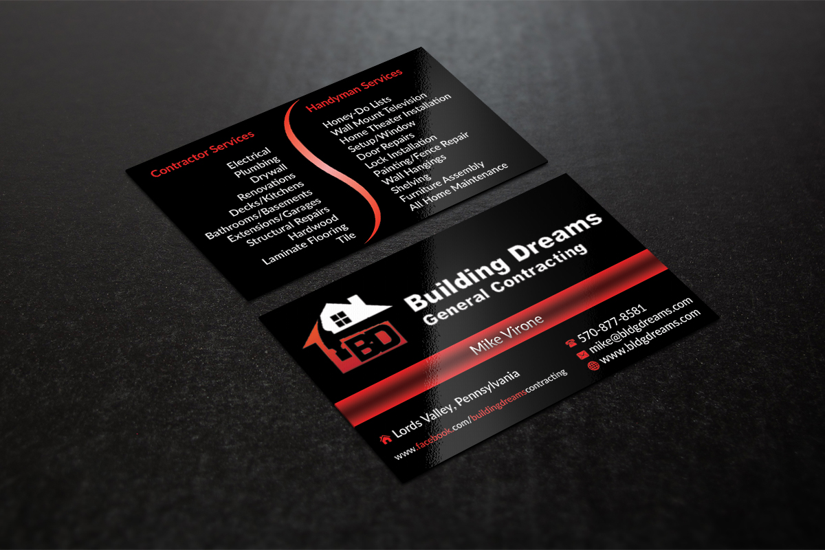 Business Card Design by AFHUN for Building Dreams General Contracting | Design #5466390
