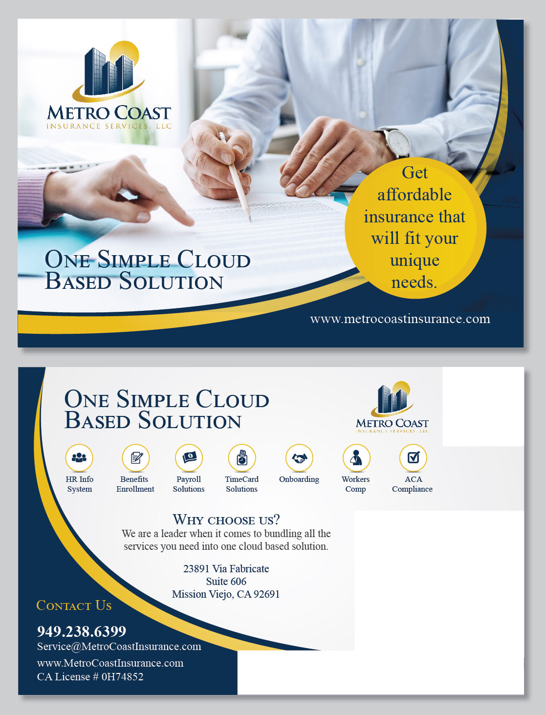 Postcard Design by Achiver for Metro Coast Insurance | Design #14619195