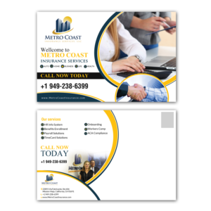Design de Carte Postale par creative.bugs pour Metro Coast Insurance | Design : #14590770